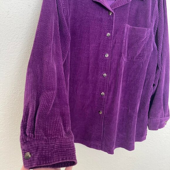 L.L. Bean classic royal purple corduroy button-up shacket top XLarge - Picture 3 of 5
